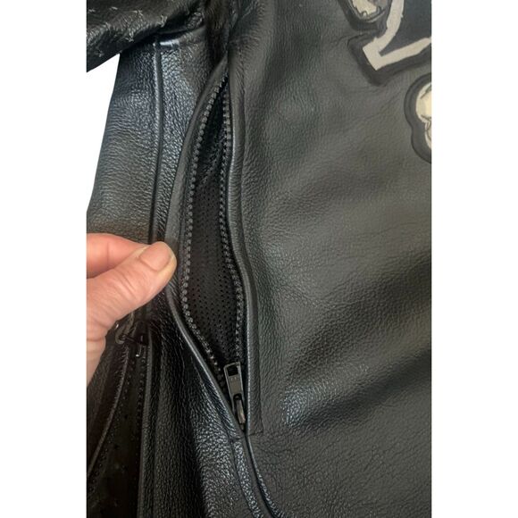 ICON Skull Leather Biker Jacket breathable remove able armour padding. Men’s XL - Picture 10 of 16